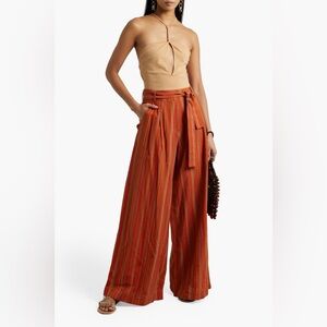 NWOT Vanessa Bruno Nagia Belted Striped Cotton Wide-leg Pants Size 36